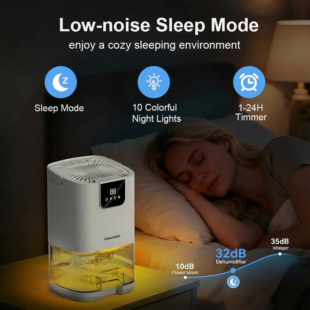 Portable Dehumidifier Air Purifier Dryer Low Noise Efficient Moisture