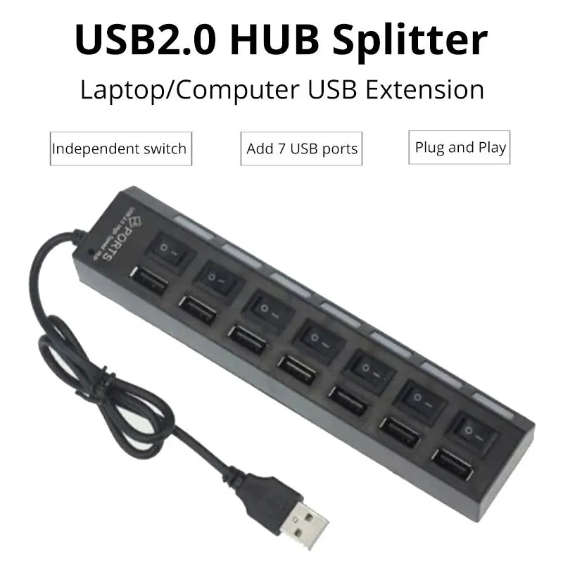 Switch Extension Hub 7-port USB2 0 Computer USB One Drag Seven Zpaxo