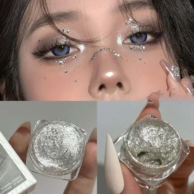 6 Colors Glitter Eyeshadow Gold Pink Eye Shadow Highlighter Silkworm Long Lasting Waterproof Shimmer Multicolor Liquid Eyeshadow Zpaxo