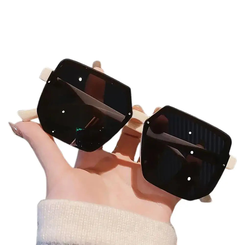 Oversized Square Rimless Sunglasses UV400 Unisex Vintage Shades Fashion Sunglasses Zpaxo White
