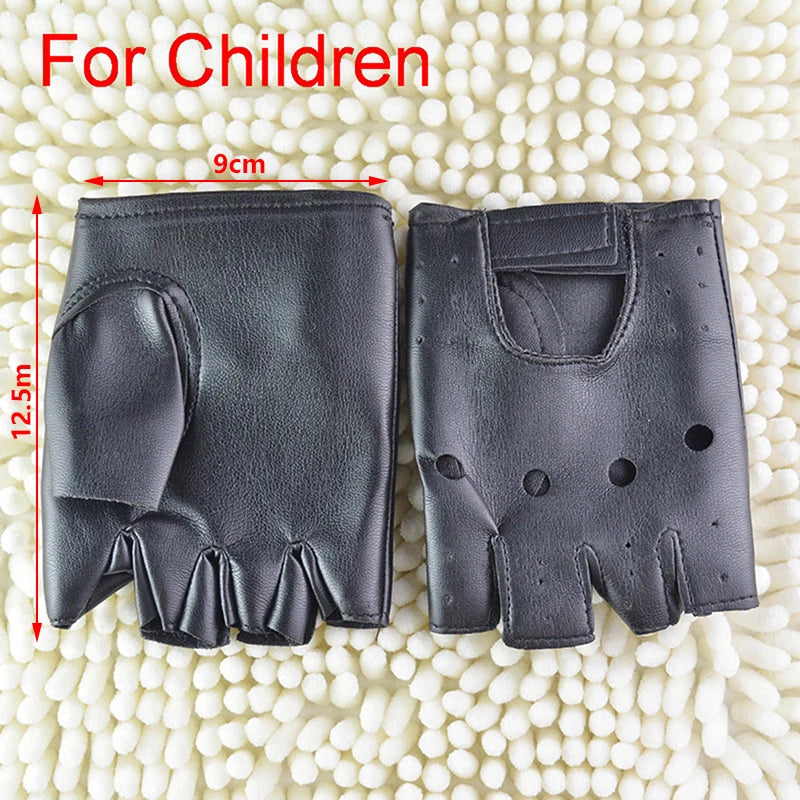 Leather Gloves Black Fingerless Driving Fashion Men Women Half Finger Gloves New Zpaxo B