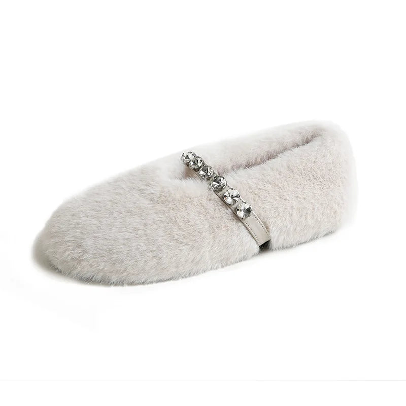 Flat Shoes for Women Autumn Winter Lamb Plus Size Women's Shoes 41-43 Loafers Women Zapatos Mujer Ladies Shoes Zpaxo Beige 38