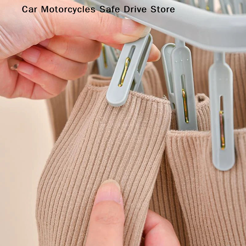 MFoldable Plastic Laundry Drying Rack 32 Clips 360 Rotating Hook