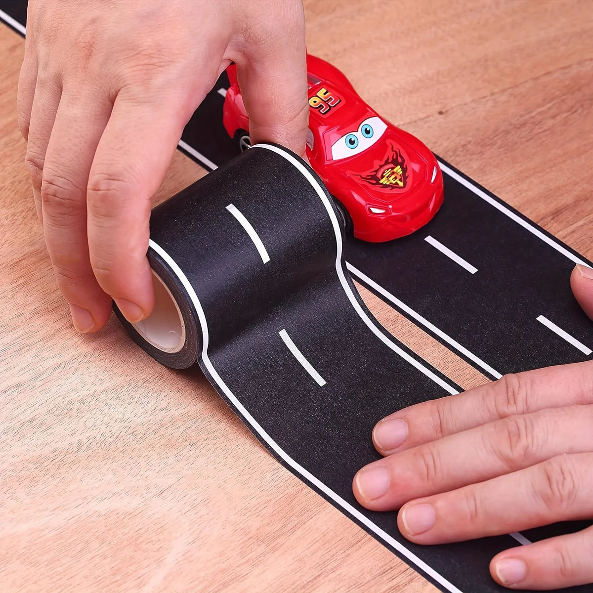 5m Black Roadway Tape Black Road Stickers Tape Residue Free Car Road Track Tape For Kids Birthday Party Racing Party Decorations Zpaxo 2PCS
