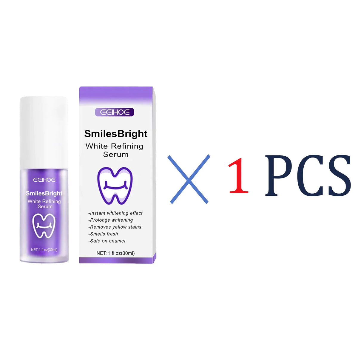 EELHOE Smiles Bright White Refining Serum Teeth Whitening Mousse Mild Ingredients Nano-Hydroxyapatite Xylitol Easy To Use 30ml Zpaxo 1 Pcs