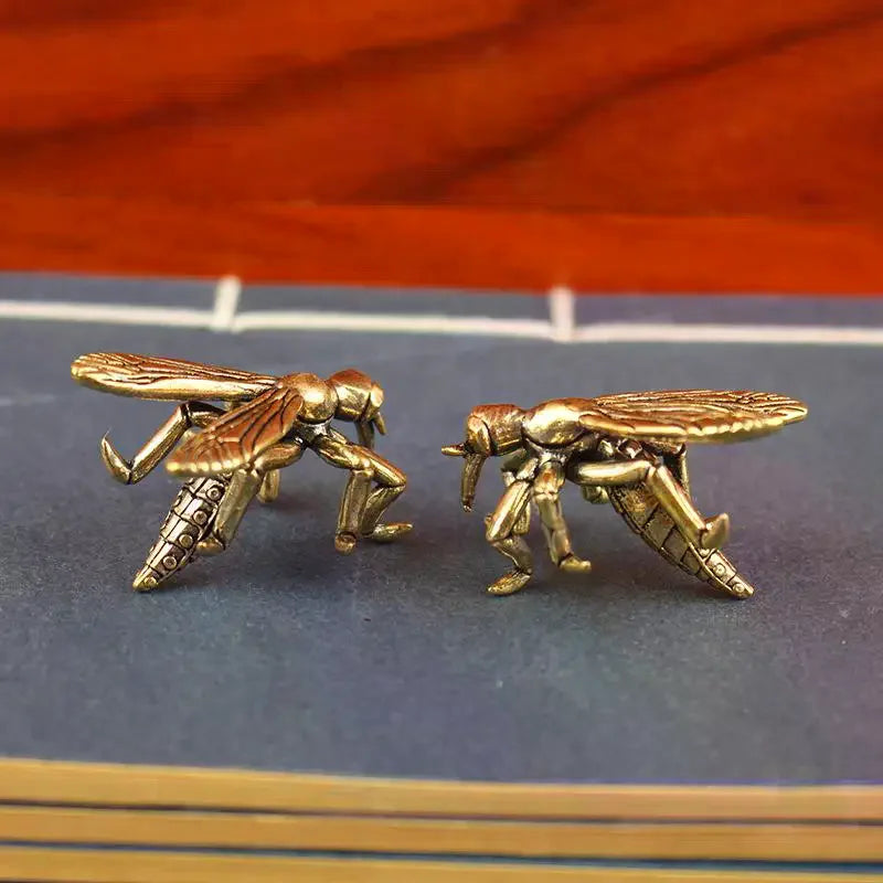 For Home Office Desk Decor Unique Conversation Starter And Gift Solid Brass Mosquito Statue Vintage Insect Sculpture Zpaxo