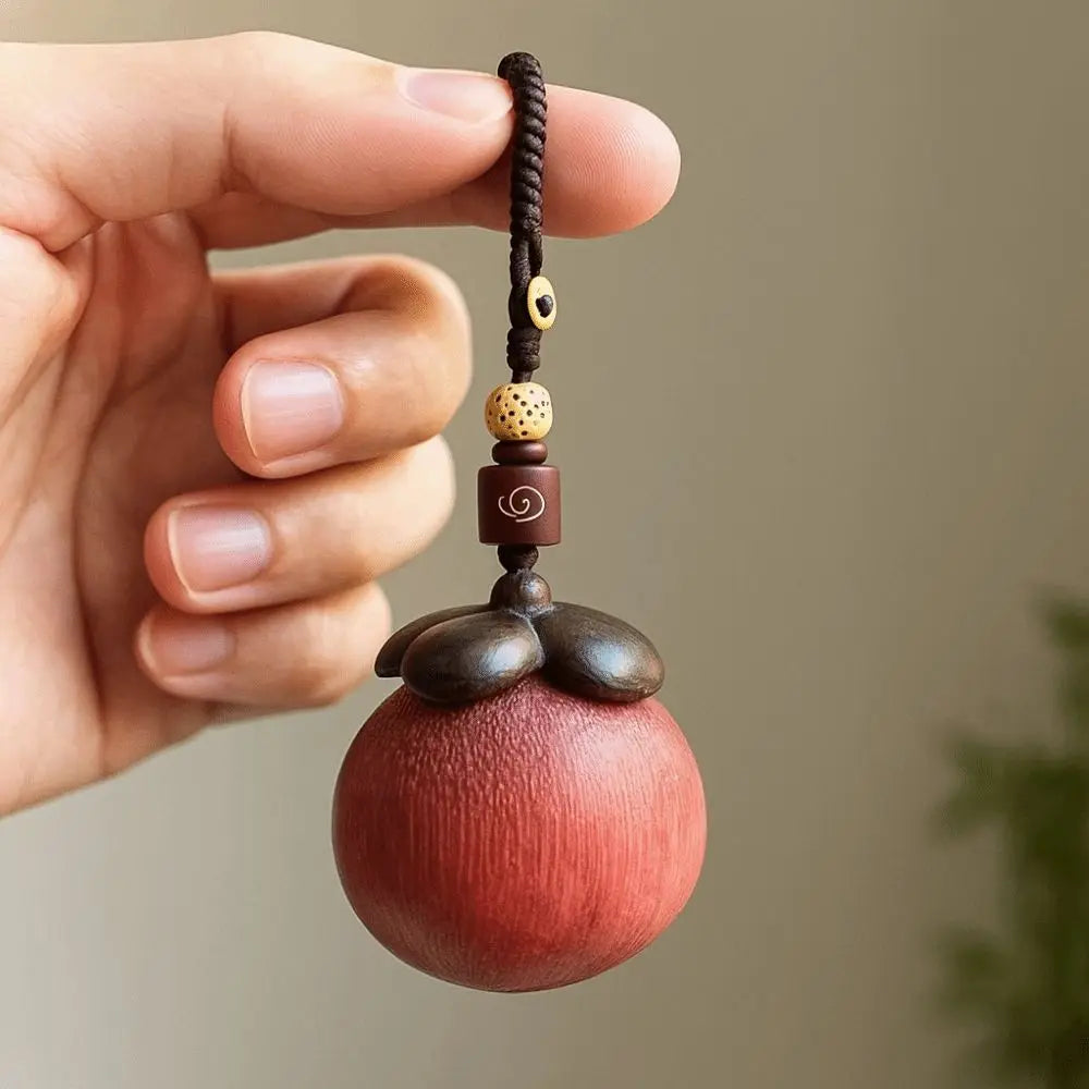 Chinese Style Sandalwood Keychain Strawberry Mangosteen Wooden Pendant Phone Chain Backpack Charms Creative Car Keyring Zpaxo
