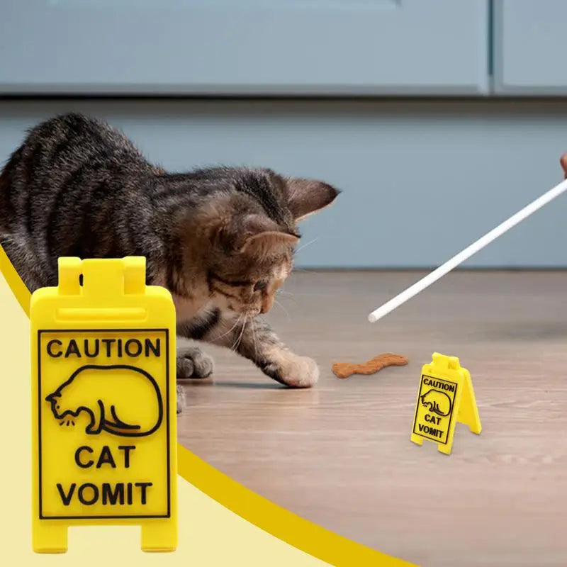 Cat Vomit Sign Funny Creative Dog Caution Urine Attention Lovers Pet