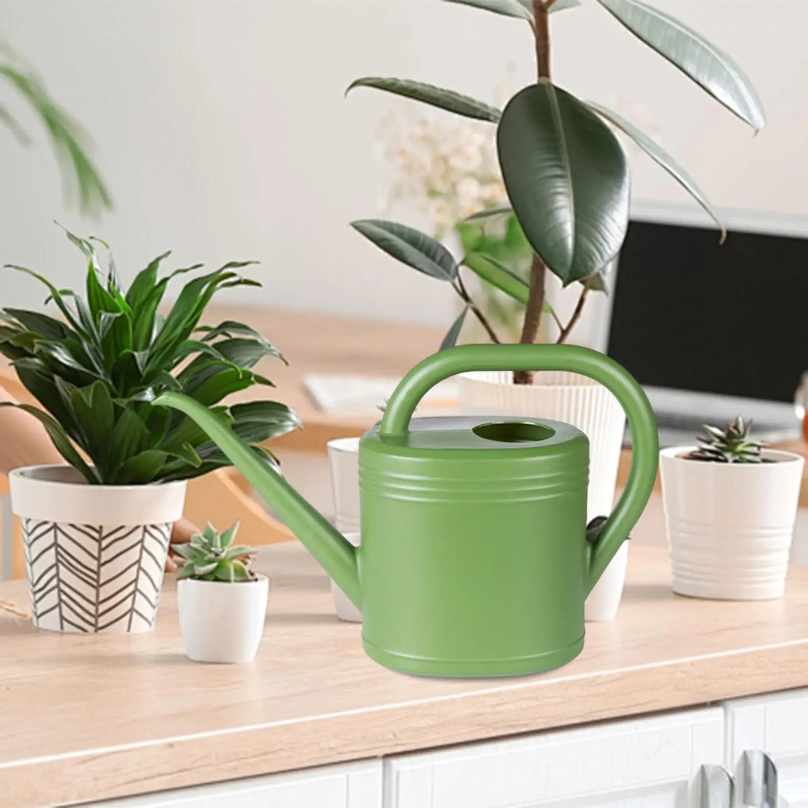 Watering Can Household Practical Modern for Home Office Saving Effort Lightweight Ergonomic Handle Watering Pot Easy to Use Zpaxo green 2L