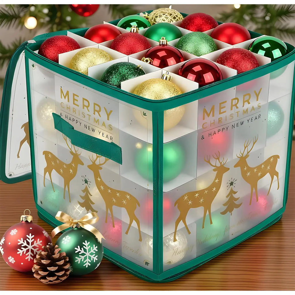 Christmas Ornament Storage Box 64-Grid Seasonal Decorative Ball