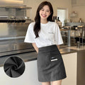 Ladies Canvas Kitchen Apron Restaurant Waitress Essential Extended Zpaxo Black