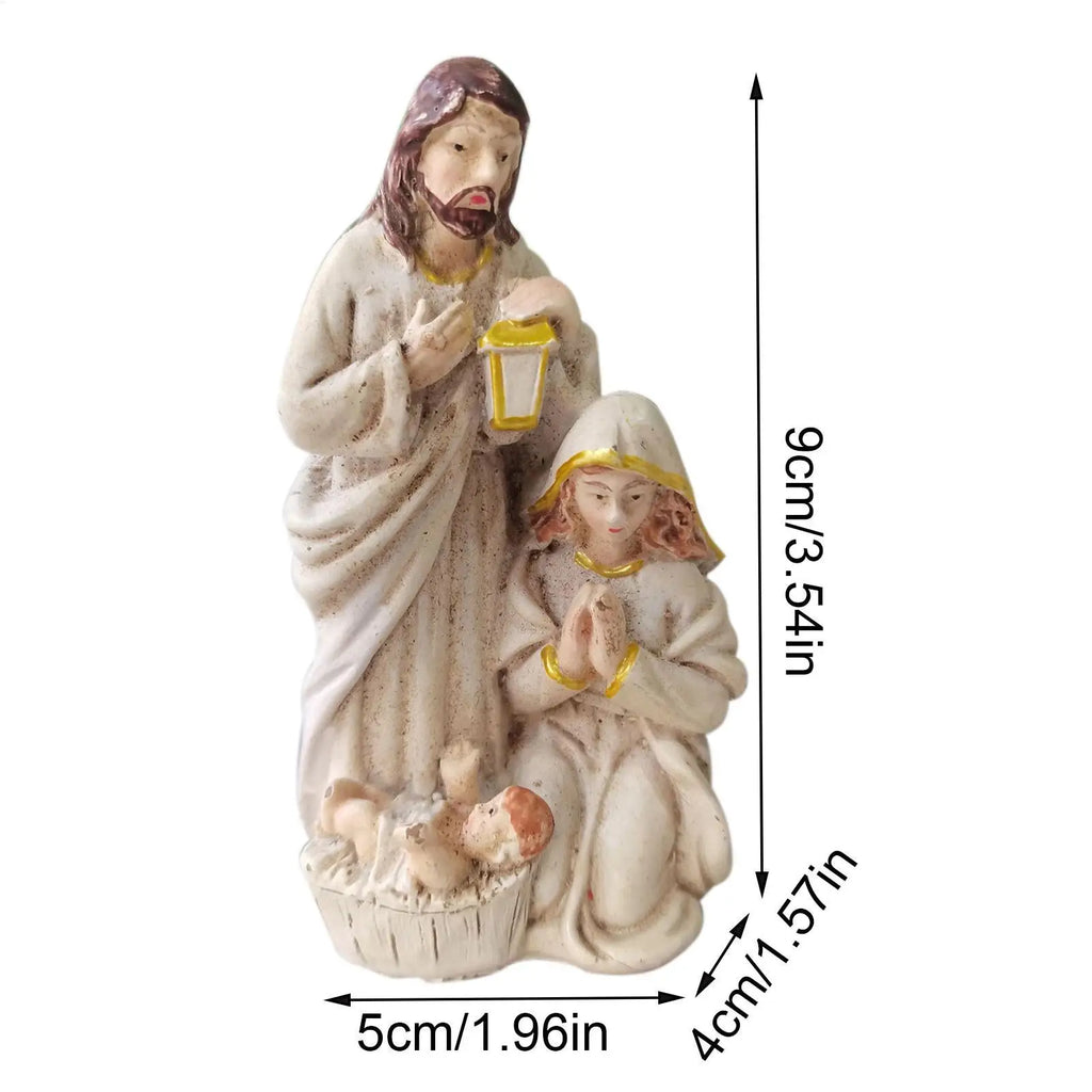 Resin Nativity Scene Statue Holy Family Catholic Figurine Tabletop