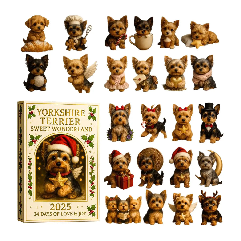 Yorkshire Terrier 24 Days Advent Calendar 2D Acrylic Ornaments Dog