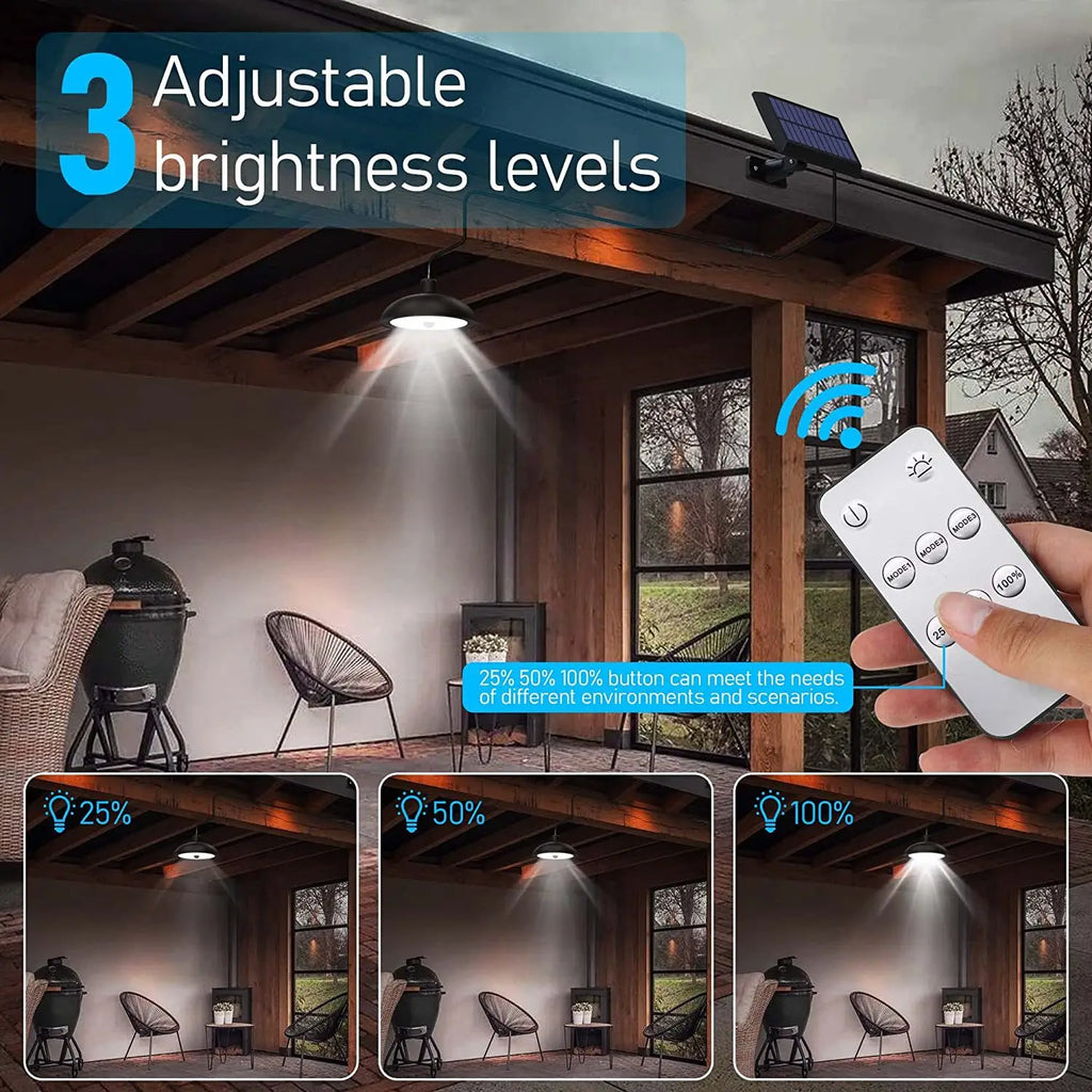 Double Head Outdoor Solar Pendant Light Waterproof LED Lamp with Motion Sensor Split Remote Control for Garden Shed Lighting Zpaxo