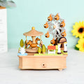 Wooden Carousel Ferris Wheel Music Box – Hand Cranked Gift
