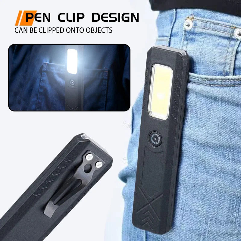 600LM Mini COB LED Flashlight – Rechargeable, Pen Clip & Magnet Rechargeable Flashlight Zpaxo