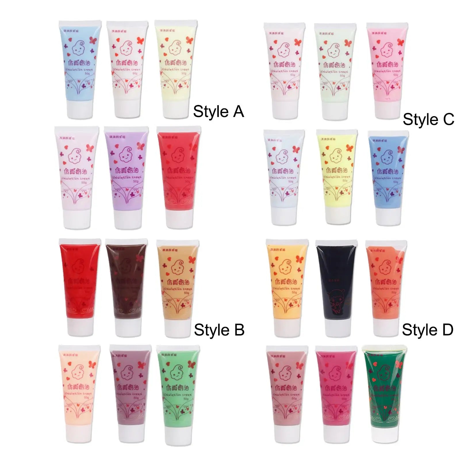 6x Cream Clay Glues DIY Phone Case Cream Adhesive Simulation Whipped Cream Glue Set Handmade for Mirror Jewelry Making Crafting Zpaxo