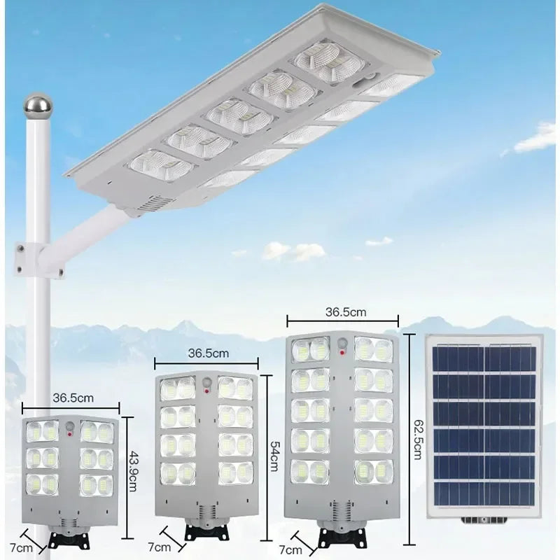 Solar Street Light with High Power Lumens and Motion Sensor for Garden Security1000W, Retractable Pole for Convenience Zpaxo