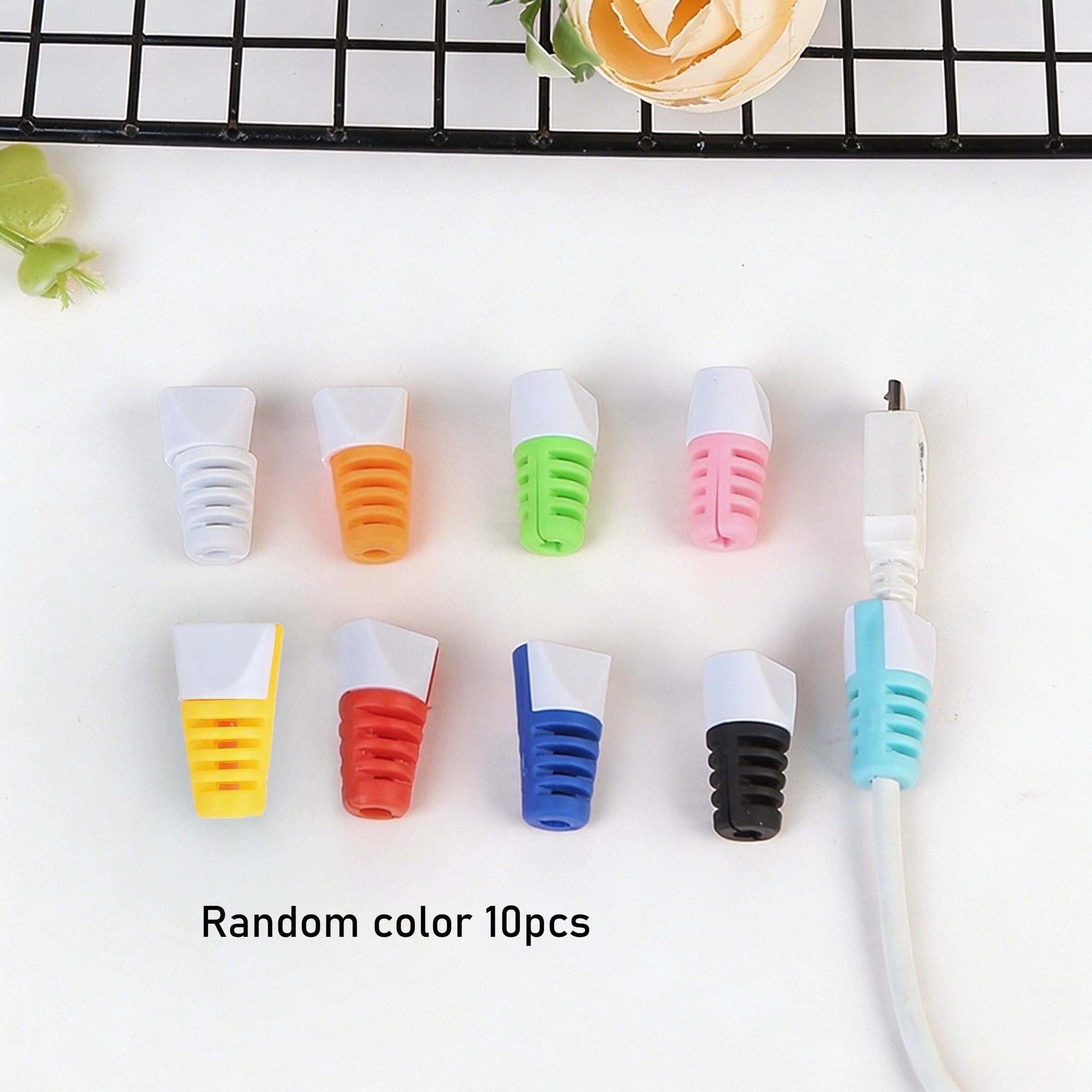 10-Pack USB Cable Protector Sleeves – Colorful Cord Savers Cable Protector Sleeve Zpaxo Random color 10pcs