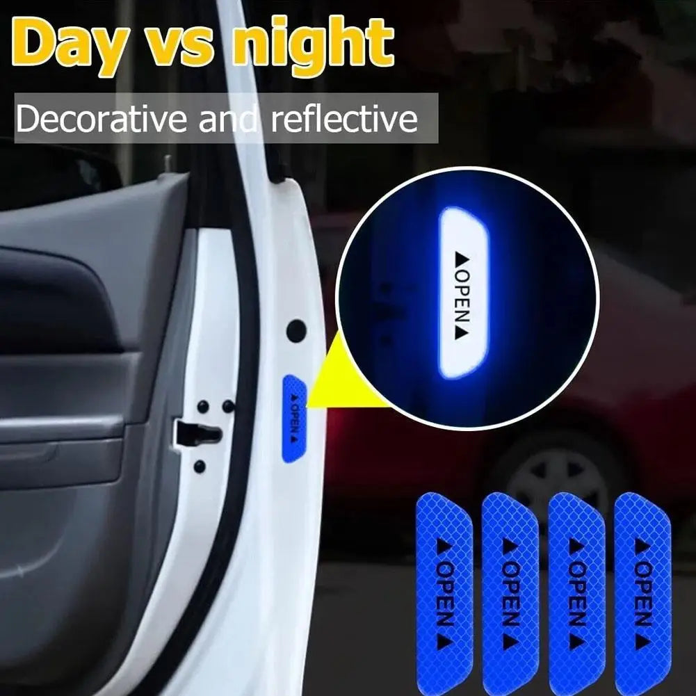 4-Pack Night Reflective Car Door Safety Warning Stickers Car Safety Sticker Zpaxo
