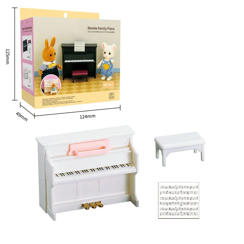 Dollhouse Furniture Doll House Bathroom Kitchen Fridge Washing Zpaxo piano