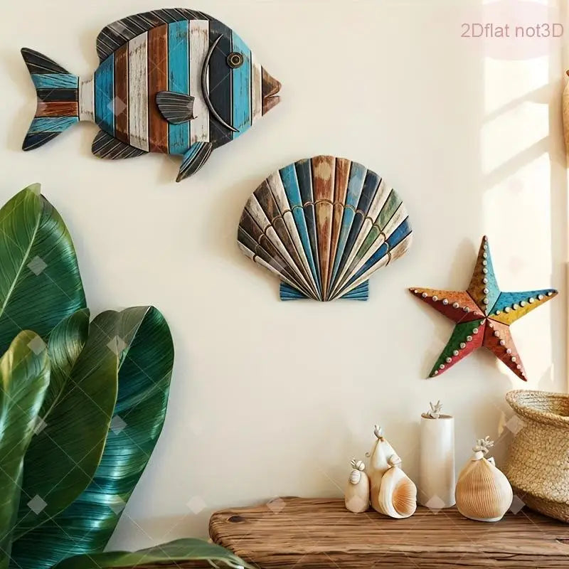 3-Piece Wooden Ocean Wall Decor – Nautical Hanging Signs Set Wooden Wall Decor Zpaxo