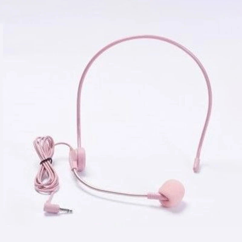 Modern Wired Plug Lecture Headset Mic Efficient Teaching Portable Zpaxo Pink