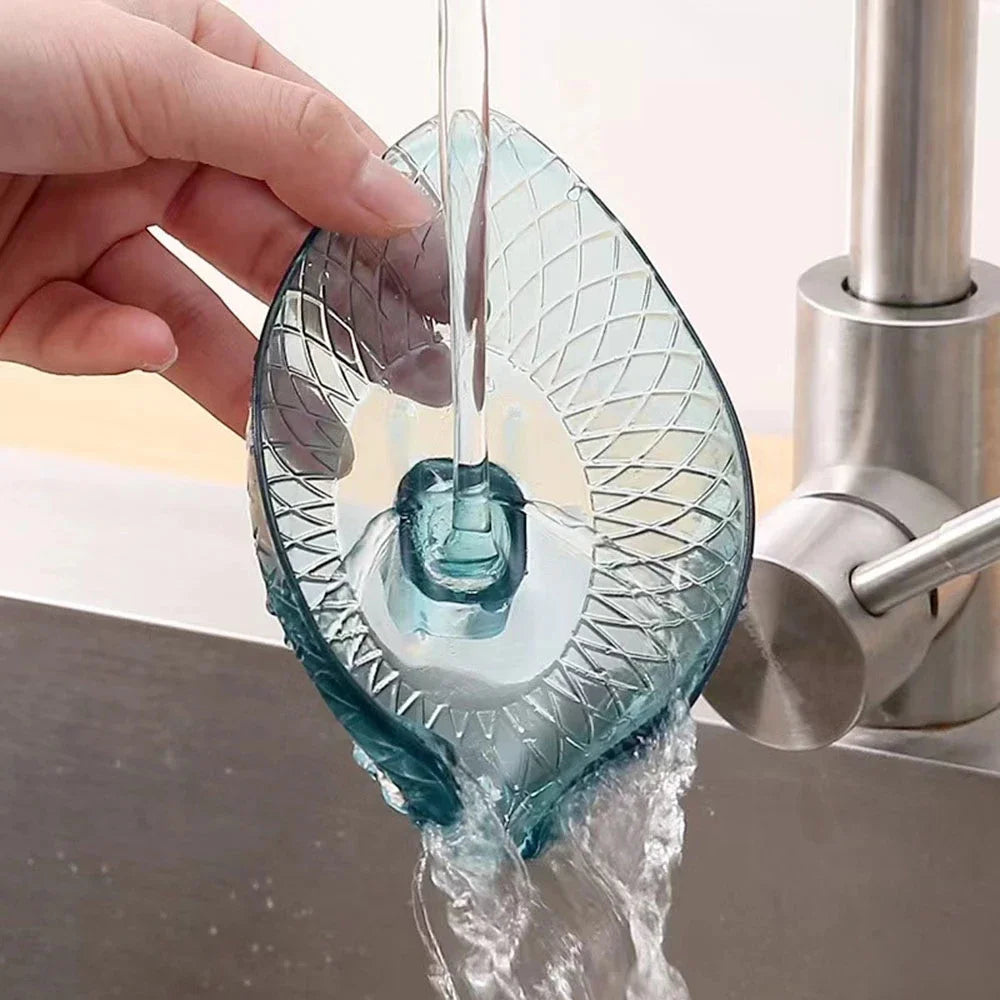 Leaf Design Drain Soap Box Suction Cup Decorative Plastic Self