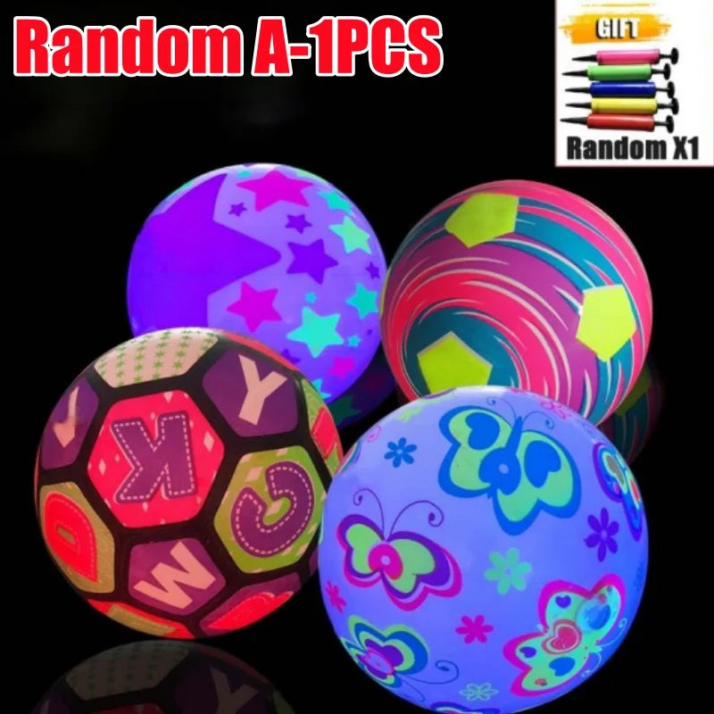 Glow Dark Soccer Ball LED Light Up Inflatable PVC Football Kids