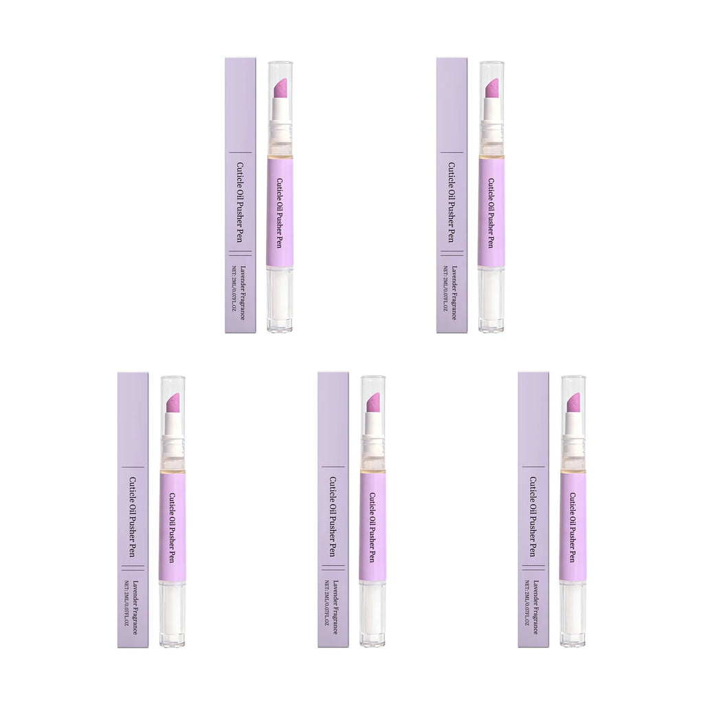2-in-1 Cuticle Oil Pusher Pen | Lavender Nail Care Tool Cuticle Oil Pen Zpaxo 5Pcs