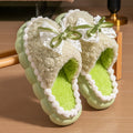 Winter Warm Fur Slippers Women Thick-soled Household Cute Bow Non