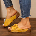 Women Sandals Summer Round Toe Thick Sole Slippers Comfortable Open-toe Shoes Women Fashionable Large-size Wedge Slides Women Zpaxo YELLOW 36