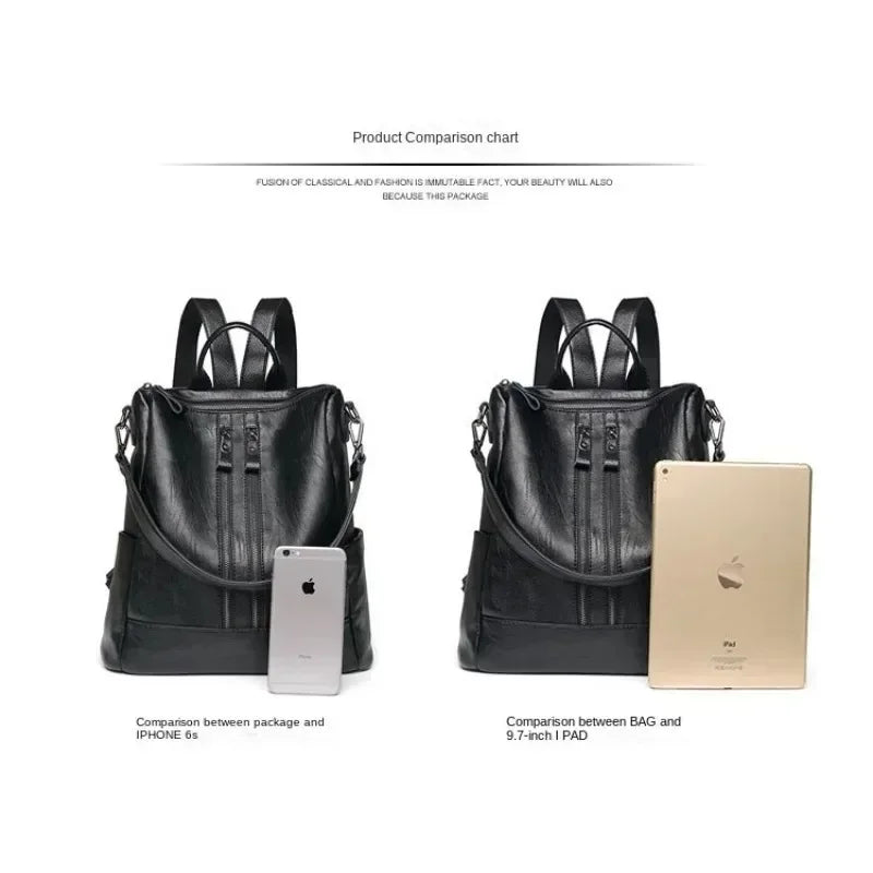 Leather Backpack Female Travel Bag Wild Large Women Fashion