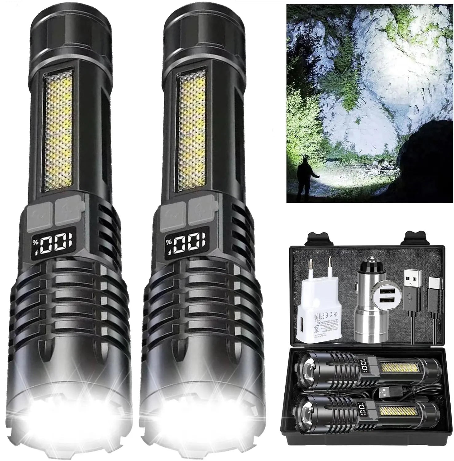KDULIT Zoomable LED Tactical Flashlight – Rechargeable & Waterproof