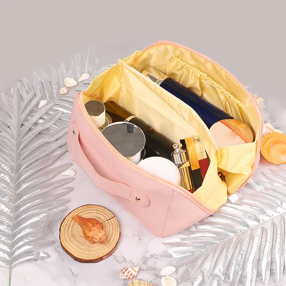 Travel Cosmetic Bag Large-Capacity Makeup Storage Bag Waterproof PU Leather Pillow Shape Toiletries Organizer Zpaxo