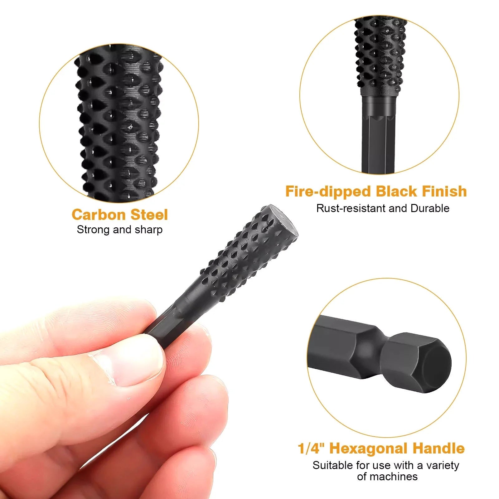 1 4-inch Shank Rotary Burr Wood Rasp File Drill Bits Woodworking