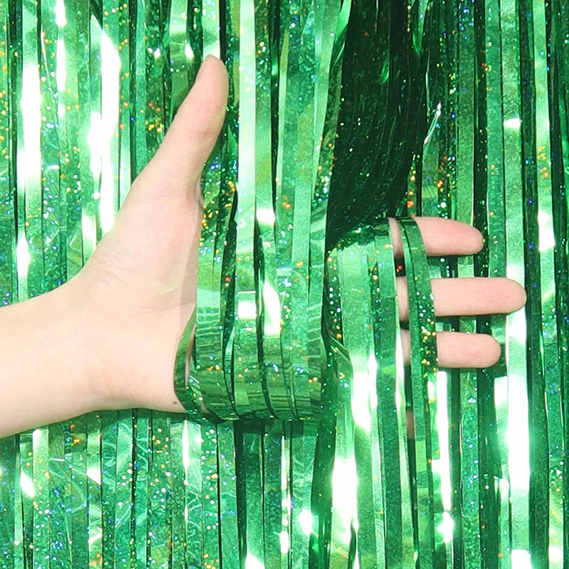 2M Glitter Pink Metallic Foil Tinsel Curtain Backdrop Birthday Zpaxo Green