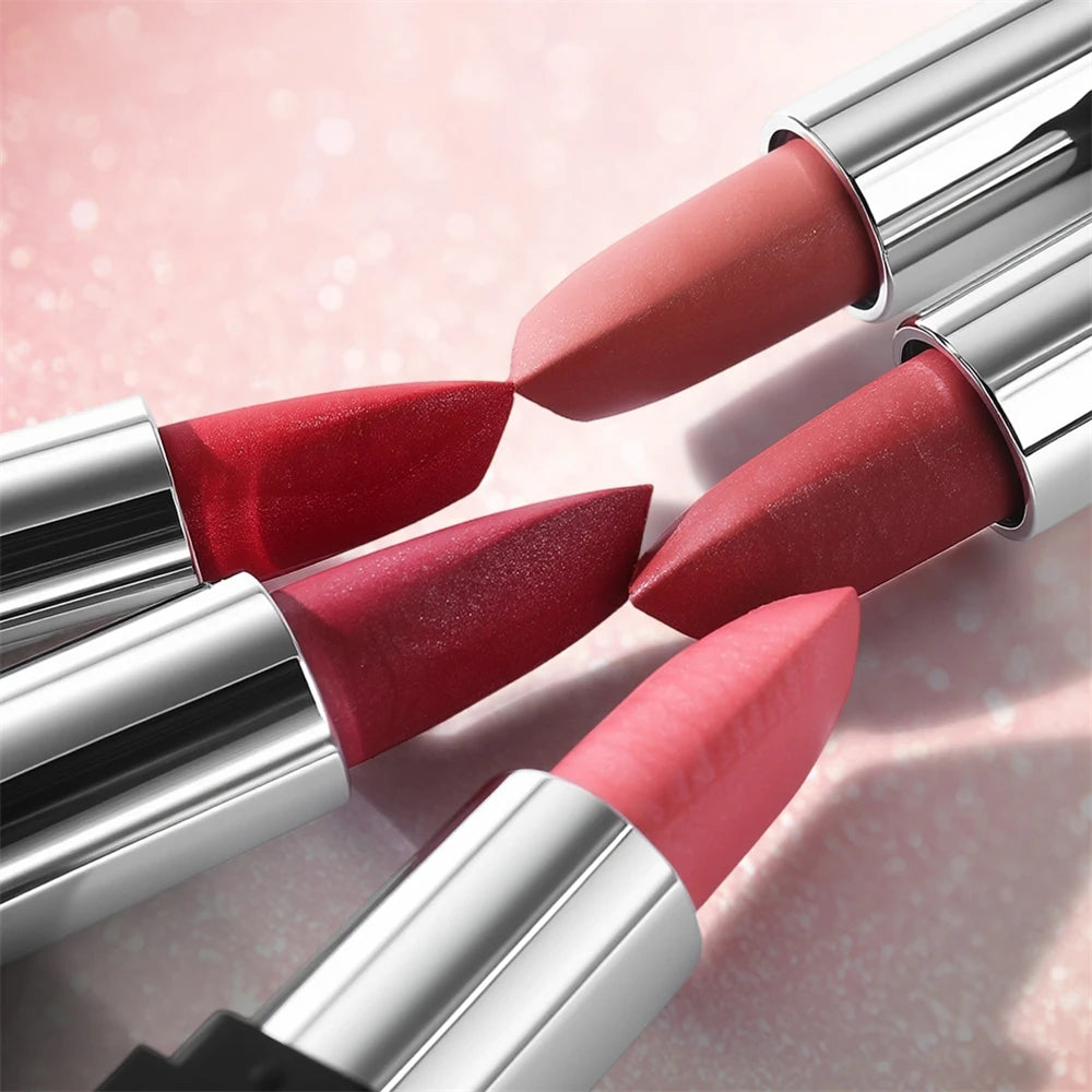 Pearlescent Lipstick Long-lasting Waterproof Pink Rosey Metallic Zpaxo