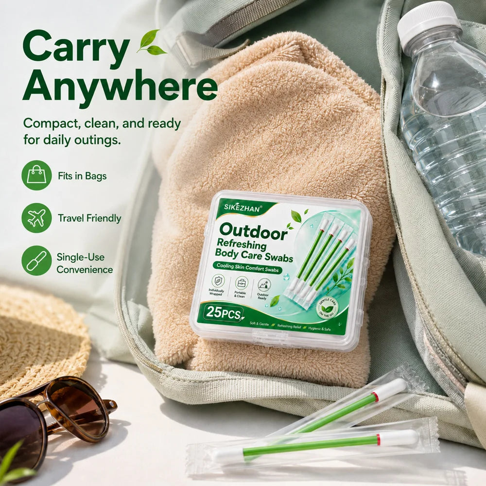 SIKEZHAN Outdoor Camping Refreshing Body Care Swabs Disposable Cooling Skin Comfort Sticks for Hiking Travel Picnic 25PCS Zpaxo