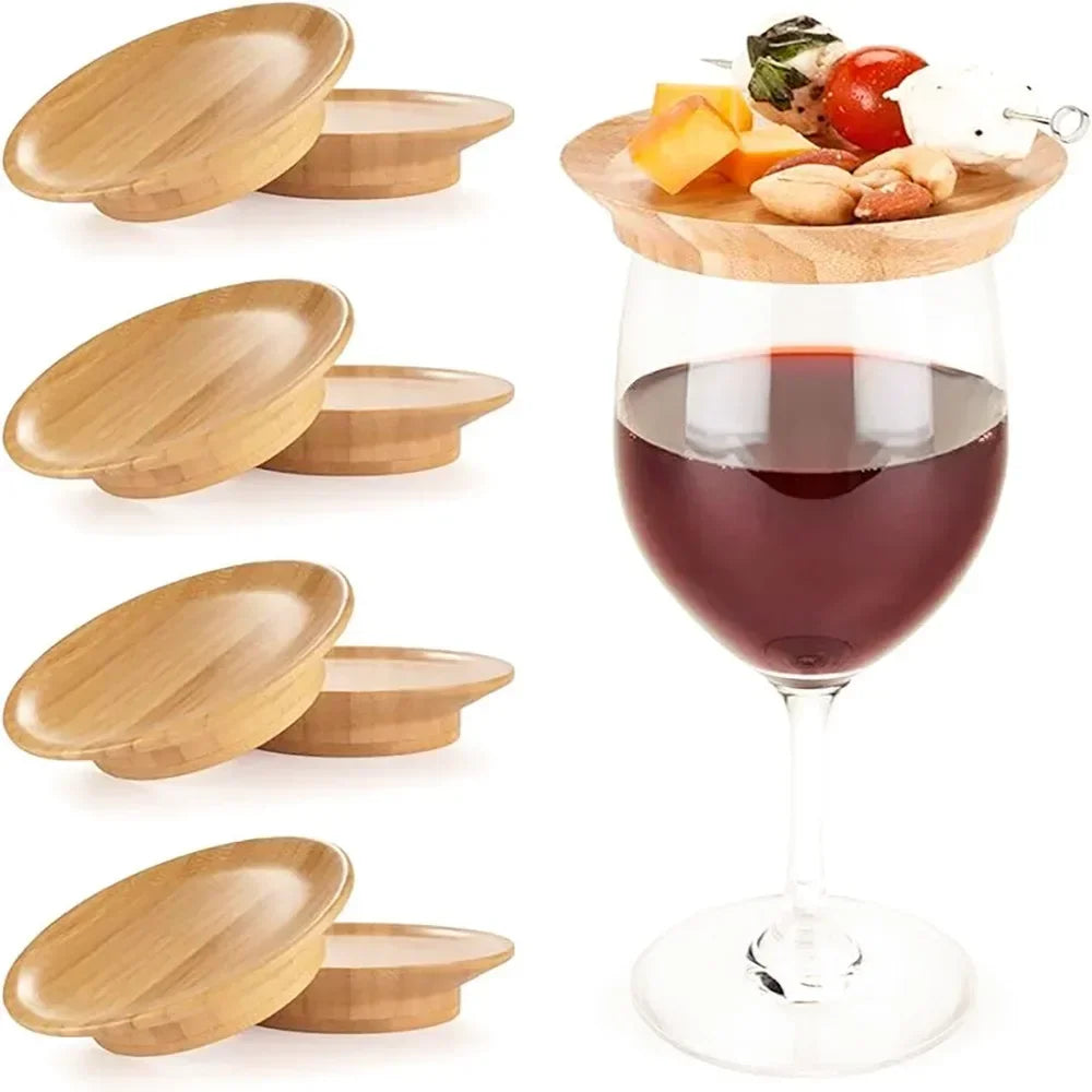 Bamboo Reusable Cup Lid for Red Wine and Food Platters Packaging with Splash-proof Function Bamboo Cup Lid Coasters 10*16*7cm Zpaxo