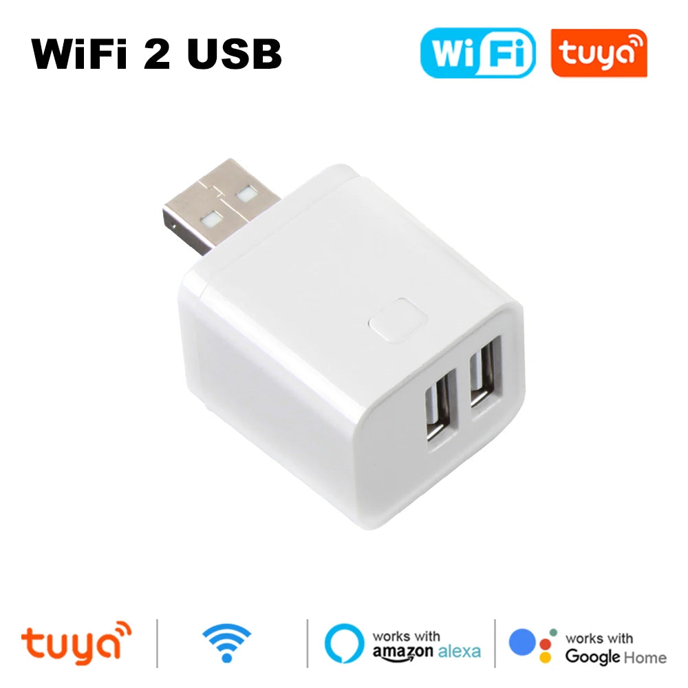 Tuya 1/2/3Gang Smart USB Adapter WiFi Zigbee Plug APP Timing Control Switch 5V Mini DIY Controller Works with Alexa Google Home Zpaxo WiFi-2USB Port