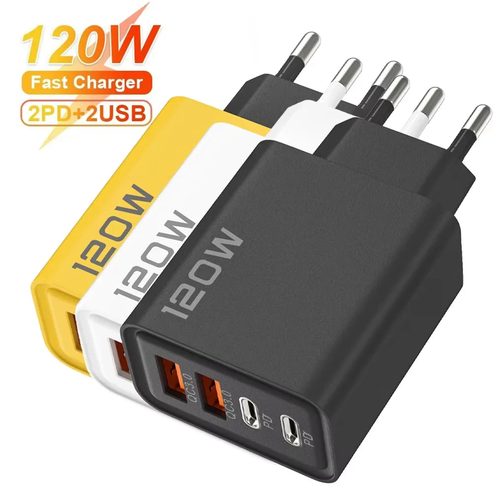 120W Total Fast Charging Quick Charger PD USB Type-C Wall Adapter for iPhone 16/15/14 Xiaomi Huawei Redmi Oneplus Phone Charger Zpaxo