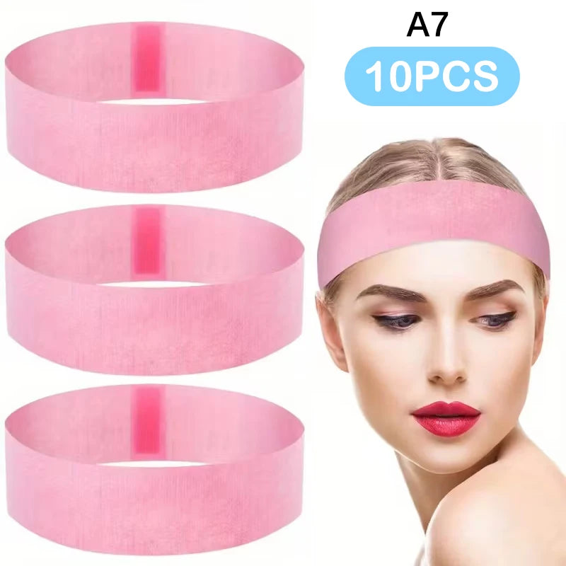 ▶10/50/100pcs Disposable Headbands Spa Salon Facial Headband Black White Pink Elastic Adjustable Magic Tape Skincare Accessory Zpaxo A7