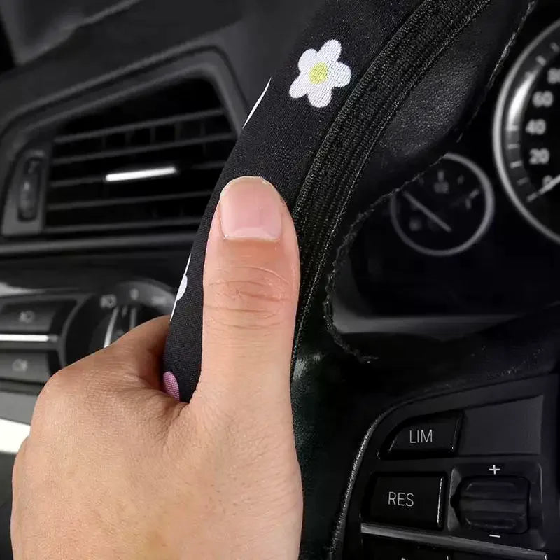 Floral Anti-Slip Universal Car Steering Wheel Cover 38cm
