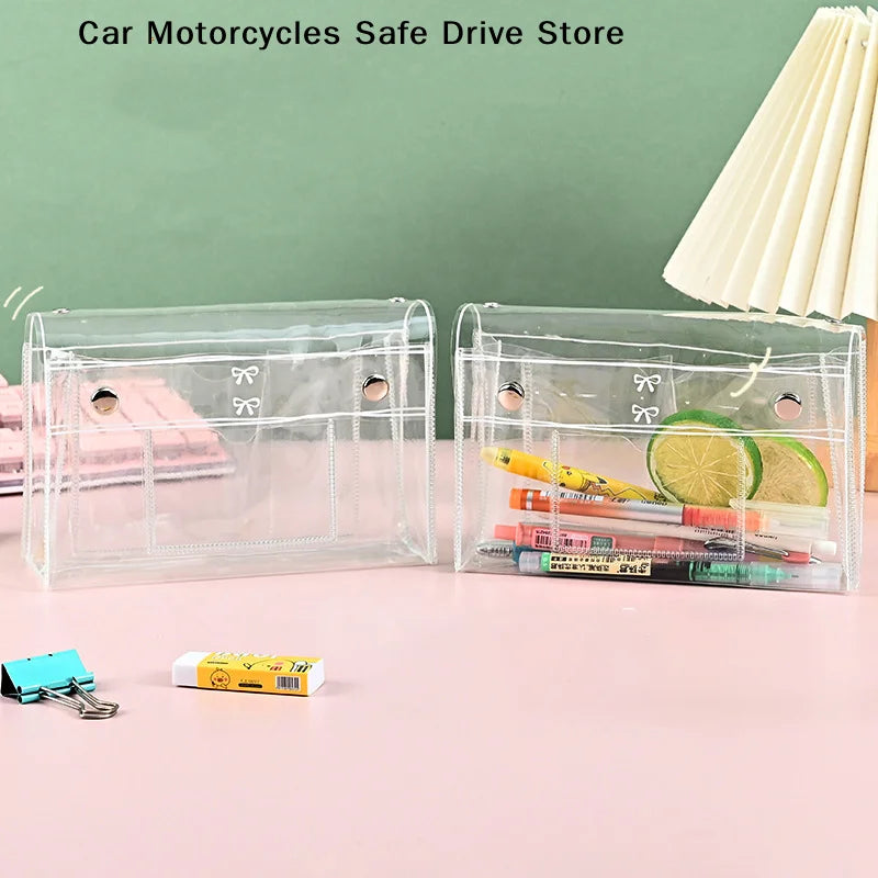 CMCute Bow 4-Layer PVC Transparent Makeup Bag Travel Toiletry