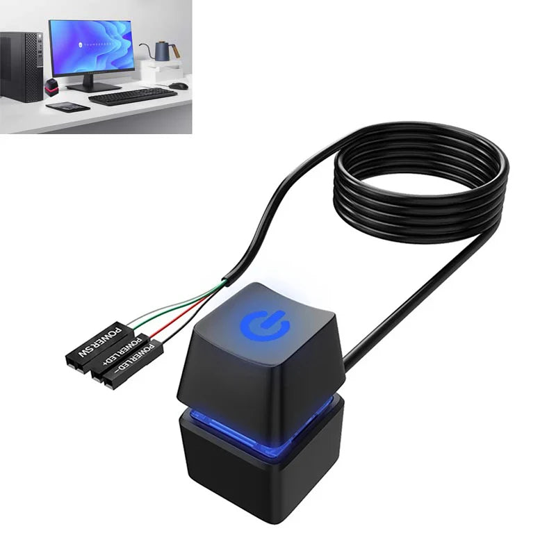 2M LED Power Switch Extension Cable External PC Computer Motherboard Start Button On/Off Control For Home Office Desktop Switch Zpaxo