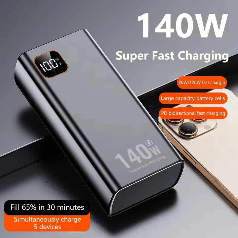 Lenovo 200000mAh 140W Super Fast Charging Power Bank Ultra Capacity Portable Charger New Arrival for iPhone Samsung Zpaxo