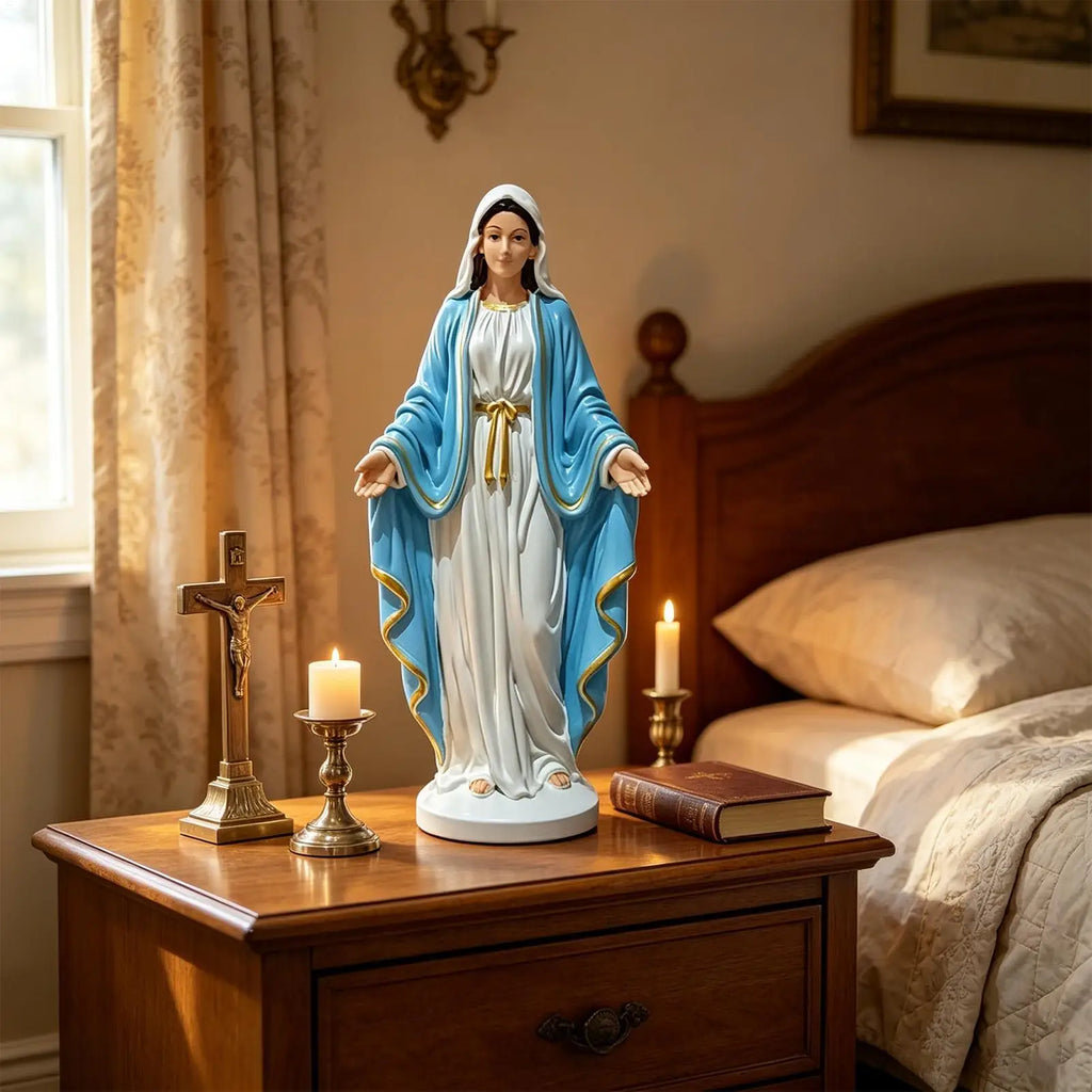 Collection of Virgin Mary statues Hand-painted Virgin Mary image 12cm Open Arms Religious Figurine Catholic home decor 12cm Zpaxo