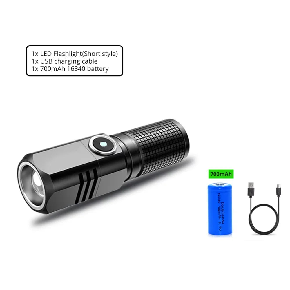 ESMARTER Mini LED Flashlight – Zoomable Rechargeable Camping Torch