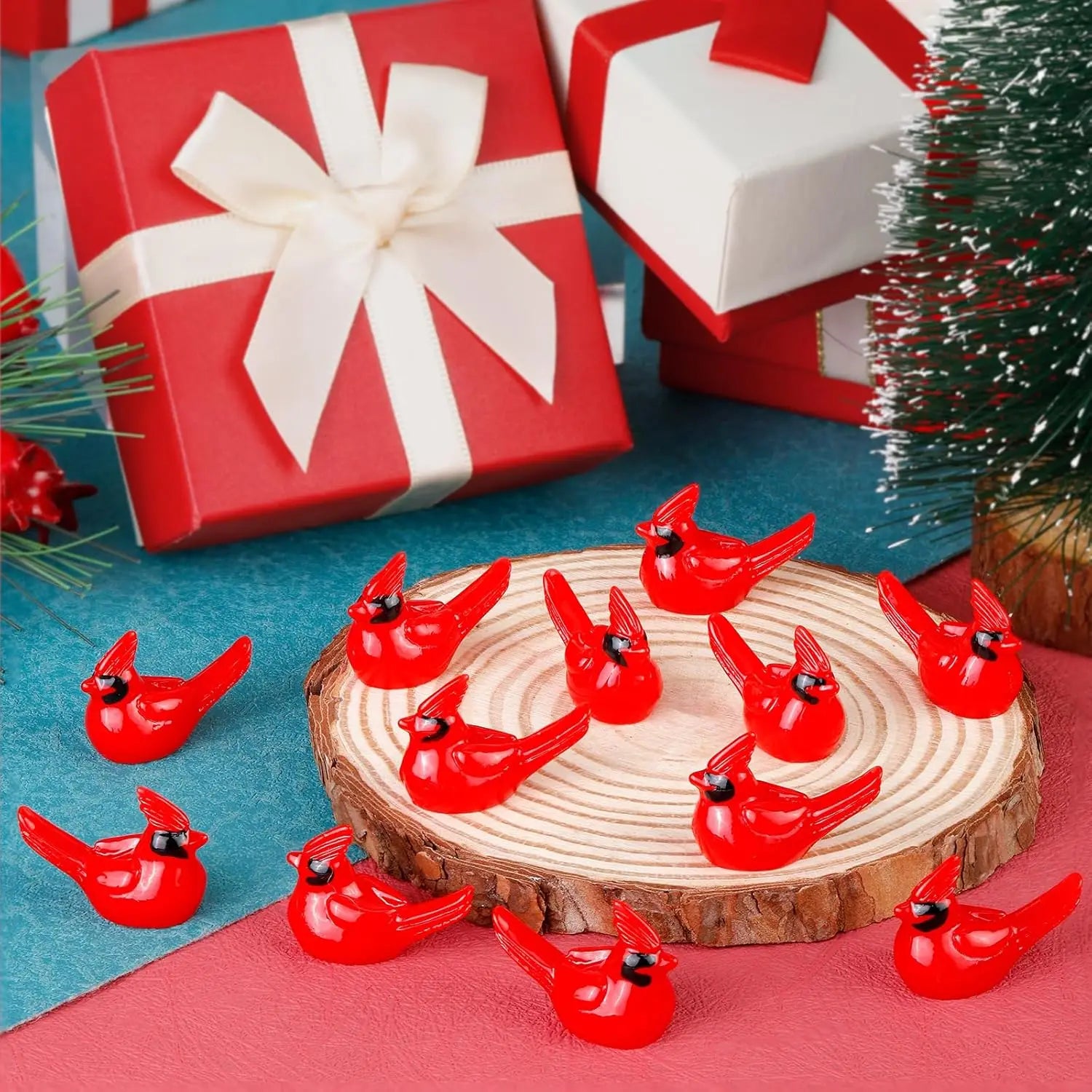 Mini Red Cardinal Bird Figurines – Resin Fairy Garden Ornaments